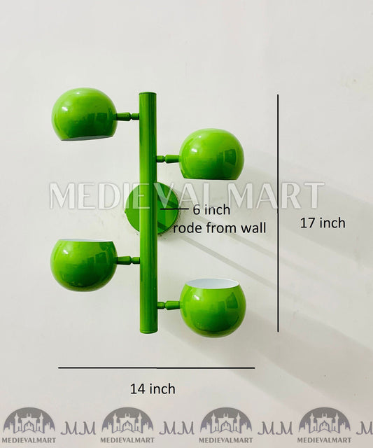 MEDIEVALMART Mid Century Green Brass Wall Sconce: Italian Diabolo Style Light