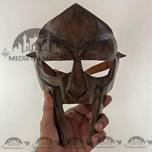 MEDIEVALMART MF DOOM Mask Mad-villain Antique Brown Finish Steel Face Armor