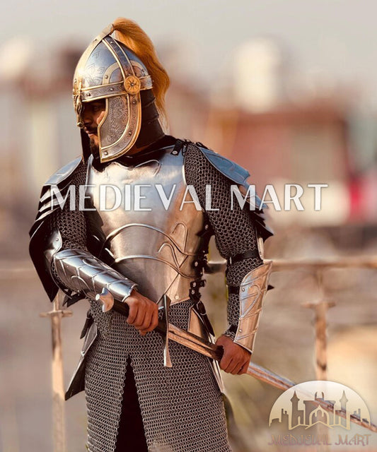 MEDIEVALMART Le Seigneur des Anneaux Armure Complète de Chevalier Médiéval en Acier Grandeur Nature pour GN Elfique