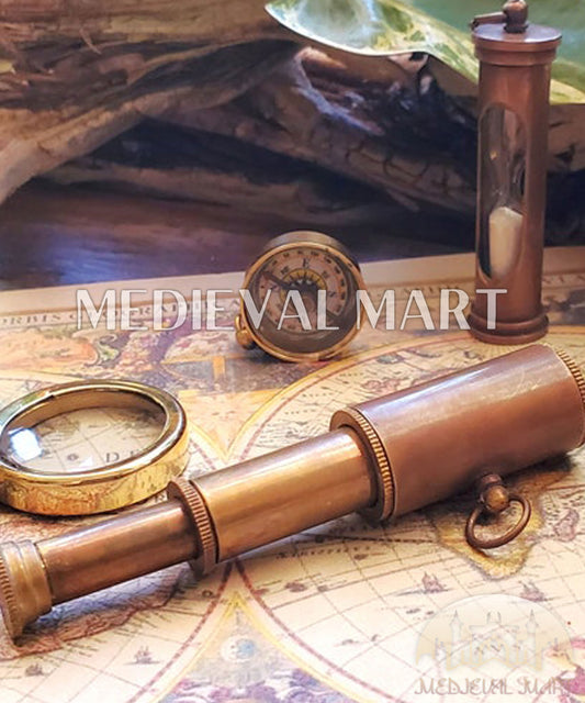 MEDIEVALMART Nautical Miniature Brass Telescope: Steampunk Nautical Spyglass Pendant