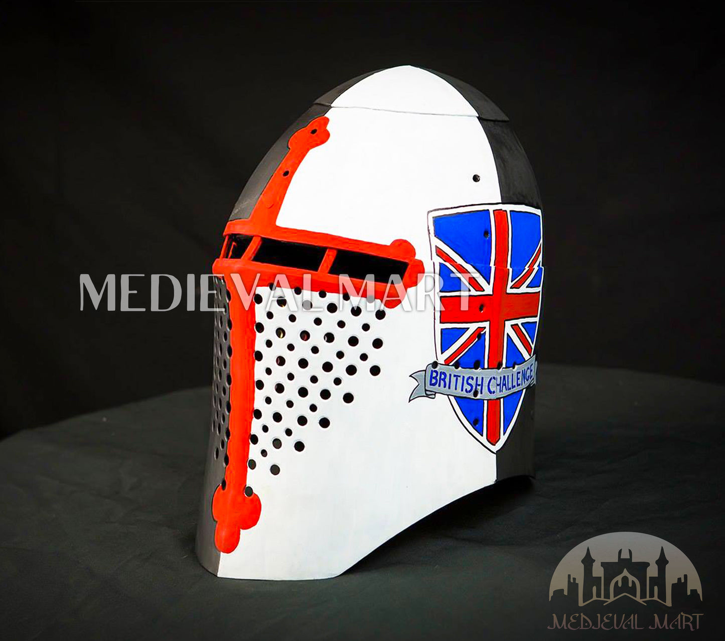 MEDIEVALMART Medieval Knight Armor Crusader Templar Helmet W/H 4 Flag Edition Color full Design