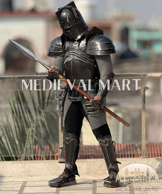 MEDIEVALMART Moria Dwarf Dwarven Steel Black Knight Armor Suit