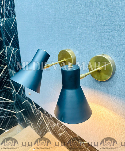 MEDIEVALMART Mid-Century Modern Brass Wall Sconce: Industrial Vanity Lighting