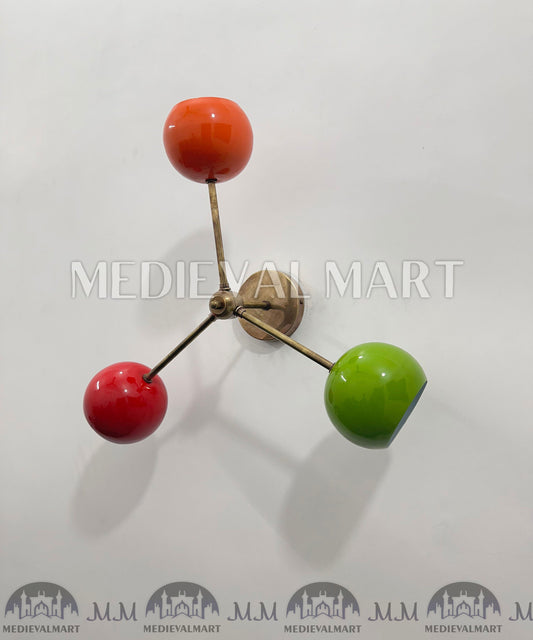 MEDIEVALMART Handmade Metal Brass Wall Sconce: Multicolour Triangle Lamp, Home Decor
