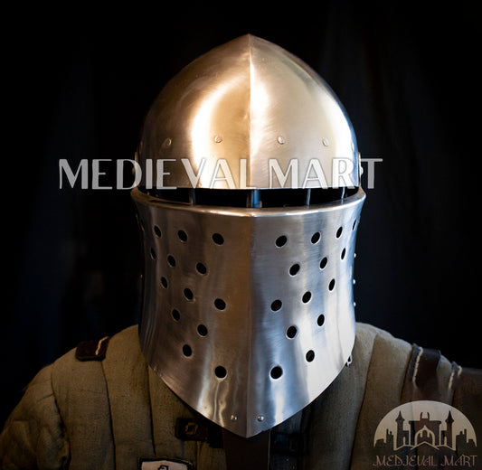 MEDIEVALMART 14th-Century Gothic European knight Modern Fighting Samson Helmet for IMCF