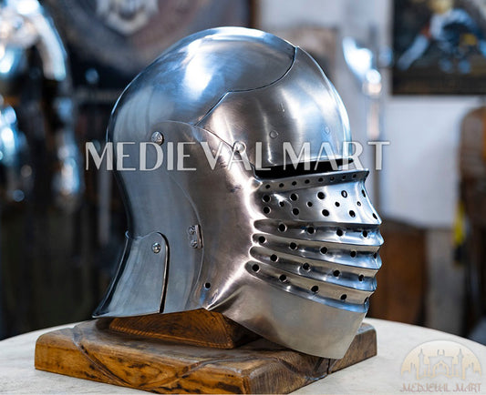 MEDIEVALMART XV Century Medieval North Italian face Sallet W/H Bellows Visored Late Helmet