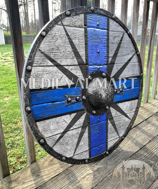 MEDIEVALMART Viking's Valhalla King Canute of Denmark Authentic Battleworn Viking Wooden Shield | Gifts For Dad