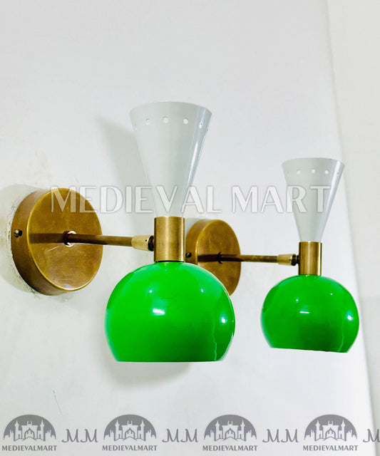 MEDIEVALMART Mid Century Italian Wall Sconce Diabolo Modern Wall Light, Dual Tone Brass