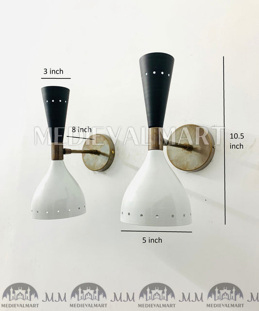 MEDIEVALMART 1950's Mid Century Wall Sconce Diabolo Pair of Modern Italian Wall Lights Fixture