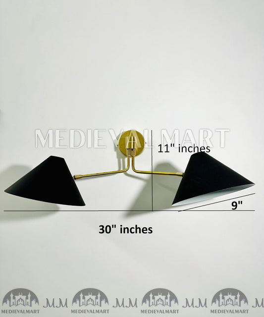 MEDIEVALMART Mid Century Brass Wall Lamp: Japanese Shade Sconce Lighting