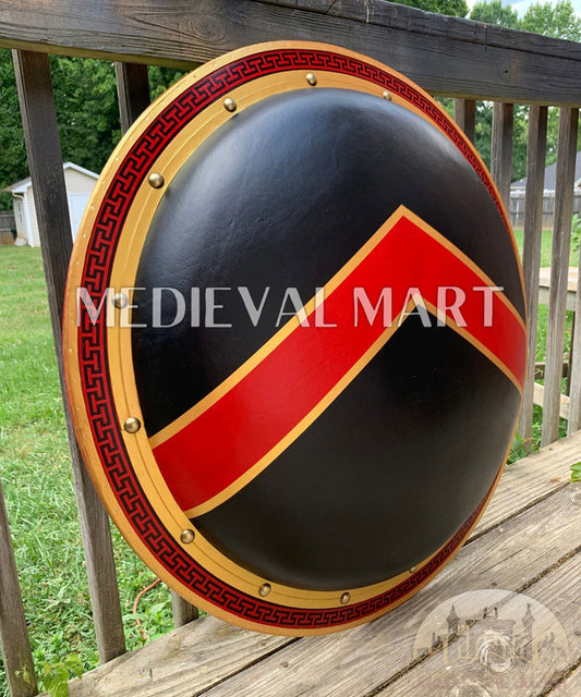 MEDIEVALMART Iconic Sparta Odyssey Ancient Greek Hoplite Battleworn Metal/Brass Shield | Gifts For Dad