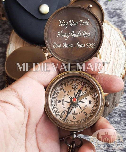 MEDIEVALMART Brújula náutica vintage con grabado personalizado con acabado de bronce | Regalo para ella, mamá, hermana