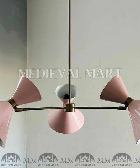 MEDIEVALMART Italian Mid Century Sputnik Chandelier 6-Light Stilnovo Design