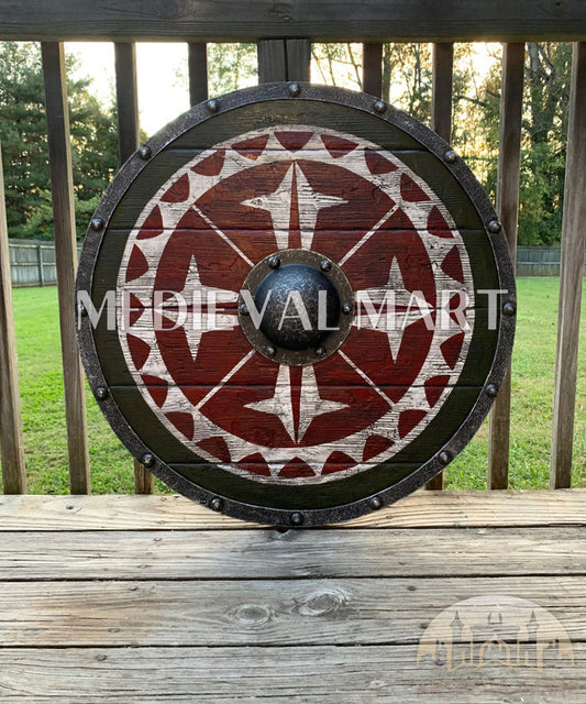 MEDIEVALMART Legendary Viking's Uhtred of Bamburgh Battleworn Iconic Viking Wooden Shield | Gifts For Dad