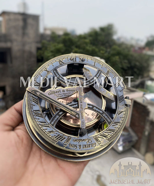 MEDIEVALMART “SolarVane” Antique Brass Sundial Compass (1895 Replica) W/H “VintageVault” Case | Nautical Gifts For Mom, Dad