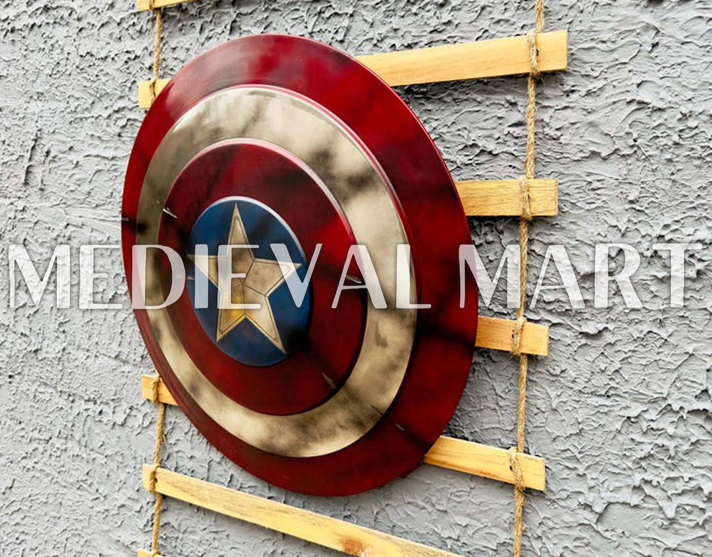 MEDIEVALMART Marvel Legend Captain America Shield Battle Damage Finish Marvel Prop Replica