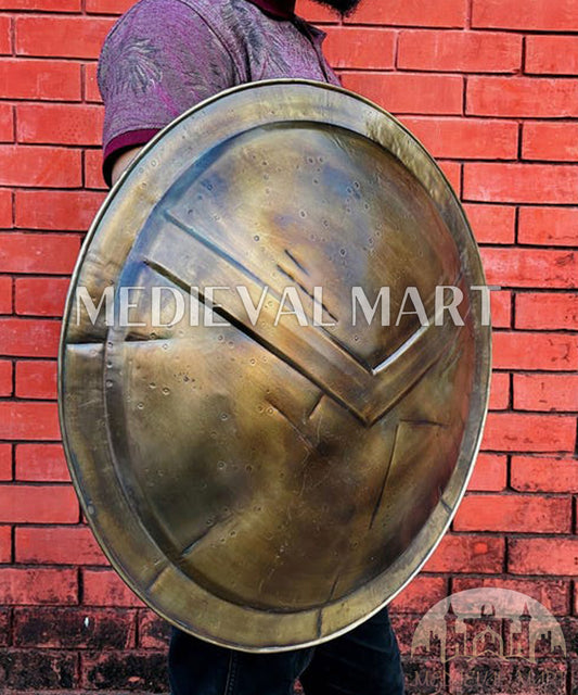 MEDIEVALMART Medieval "300 Moive" Spartan Battle Damage Shield War Finish Halloween Gift for Dad - 300 Props