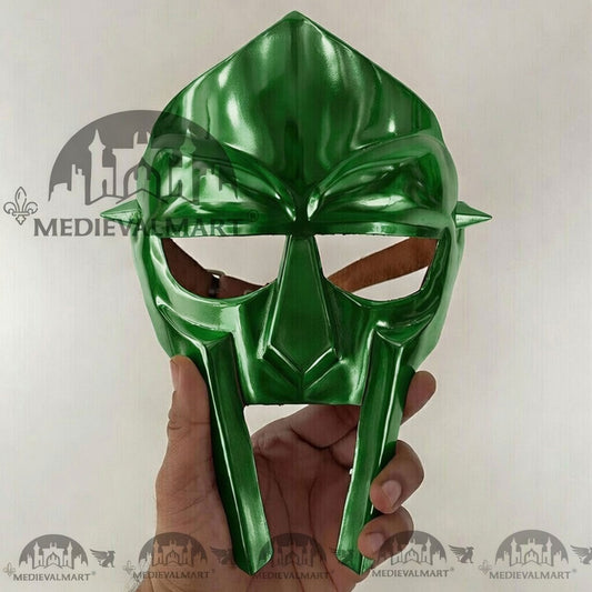 MEDIEVALMART MF DOOM Mask Mad-villain Green Finish Steel Face Armor