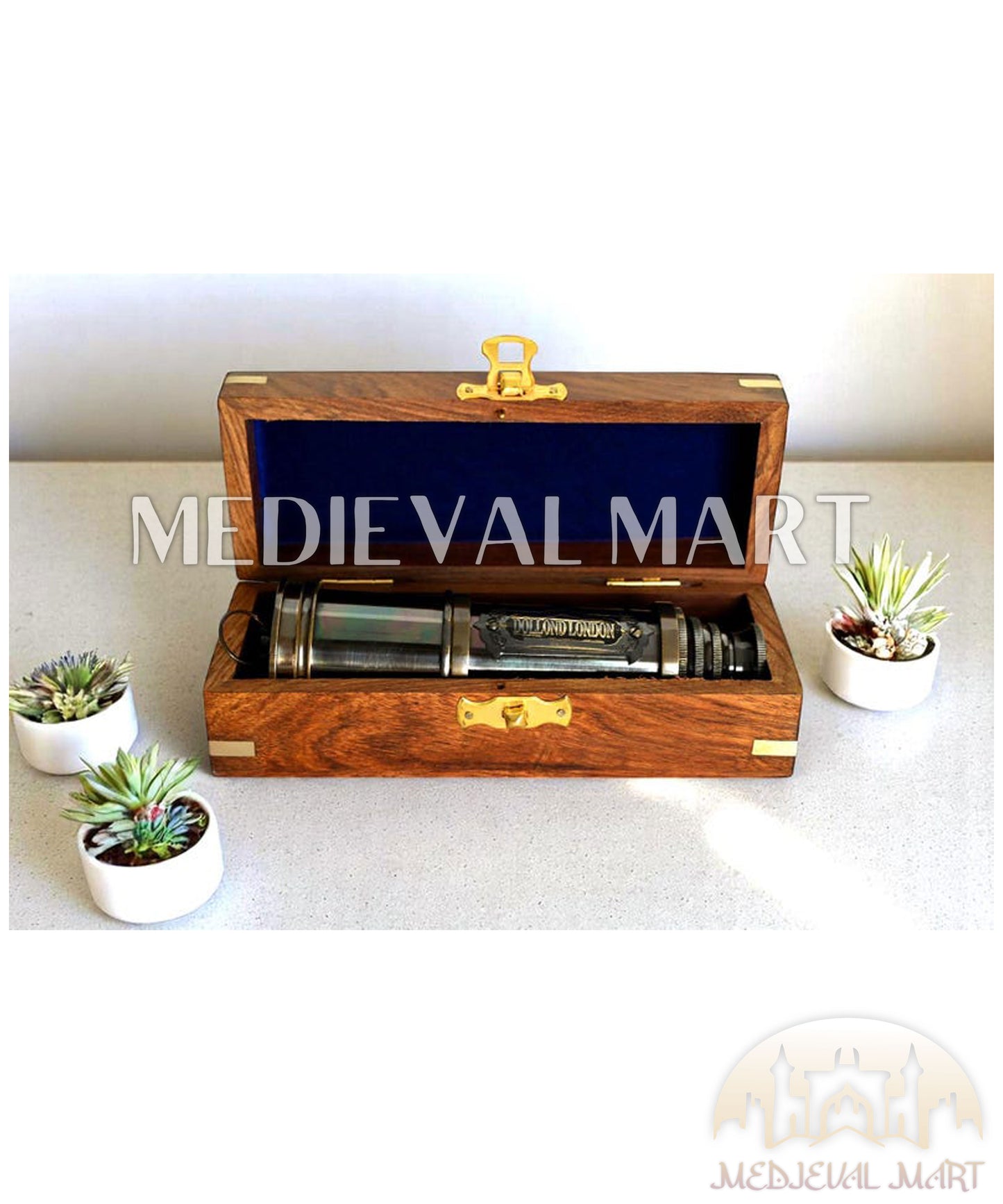 MEDIEVALMART Nautical Antique Brass Custom Telescope With Box Gift for Mom