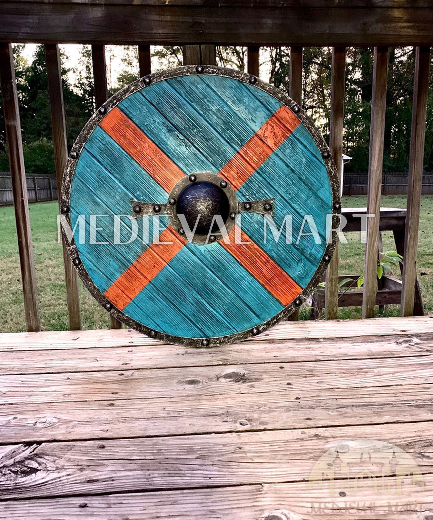 MEDIEVALMART Iconic Viking's Valhalla Authentic Rollo Shieldmaiden Battle’s Viking Wooden Shield | Gifts For Dad