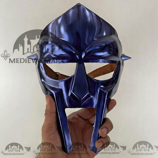 MEDIEVALMART MF DOOM Mask Mad-villain Blue Finish Steel Face Armor