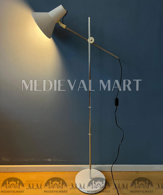 MEDIEVALMART Vintage White Mid Century Adjustable Floor Lamp