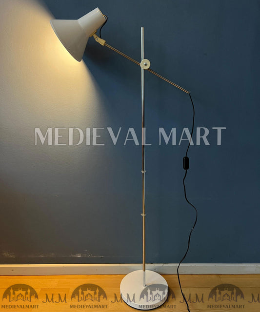 Lampadaire réglable MEDIEVALMART vintage blanc milieu du siècle