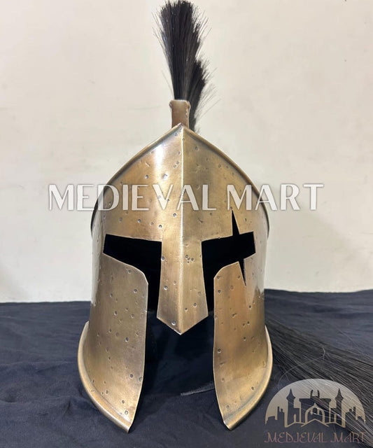 MEDIEVALMART "300" Spartan King Leonidas Damaged Helmet W/H Free Stand | 300 Props