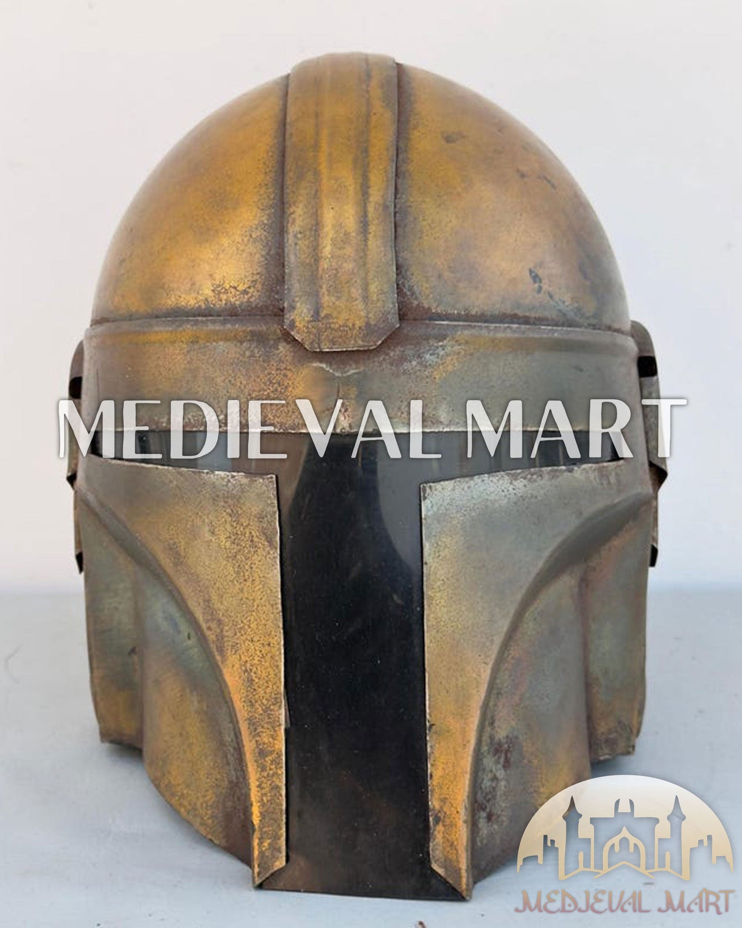MEDIEVALMART "The Mandalorian" Din Djarin Antique finish Helmet W/H Free Stand | Star Wars Props