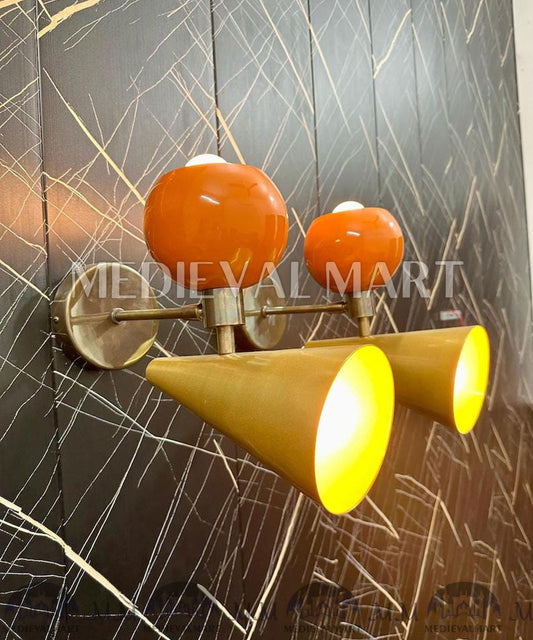 MEDIEVALMART Handcrafted Brass Wall Sconce: Mid-Century Modern Inspired Light