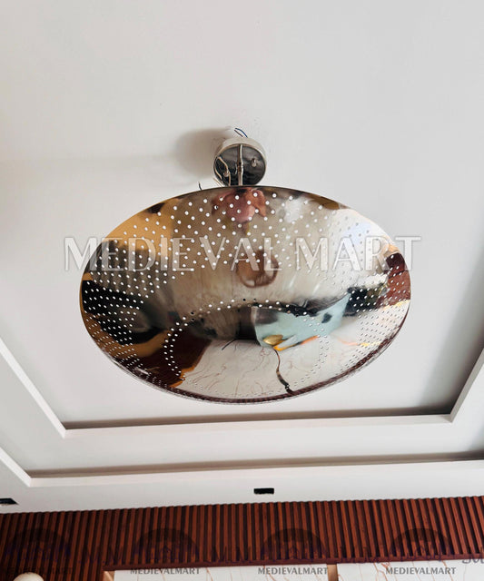 MEDIEVALMART Handcrafted Brass Perforated Flush Mount Chandelier - Mid Century Moder