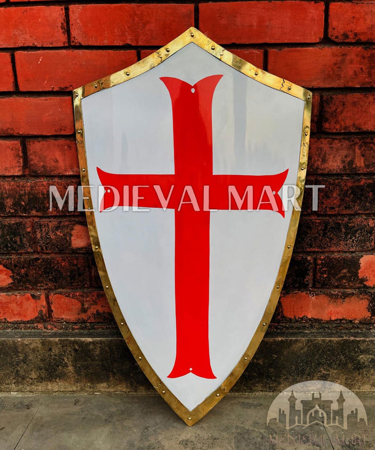 MEDIEVALMART Medieval Crusader Knight Red Cross Templar Royal Shield | Gift for Halloween Day