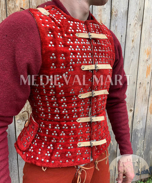MEDIEVALMART Medieval Renaissance PREMIUM Red "MOAB" Brigandine Jacket Armor Type Iconic Royal LARP Wimbledon Gift For Ren-Fairs Him or Her