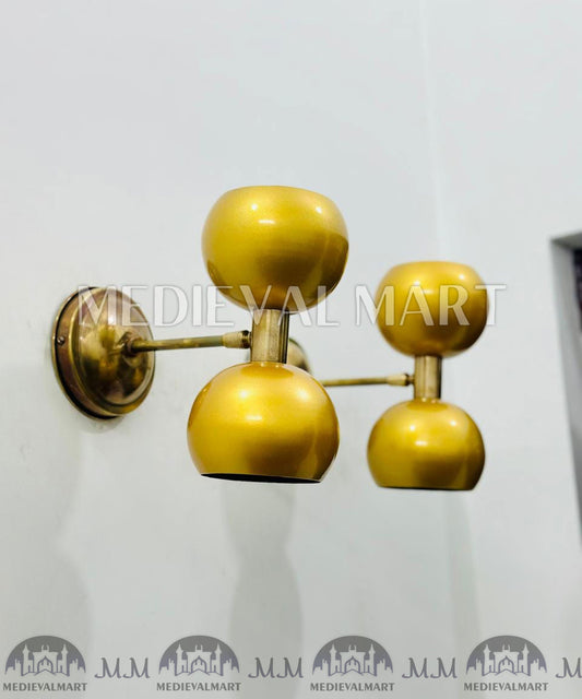 MEDIEVALMART Mid-Century Modern Brass Diabolo Wall Sconce - Italian Lighting Pair