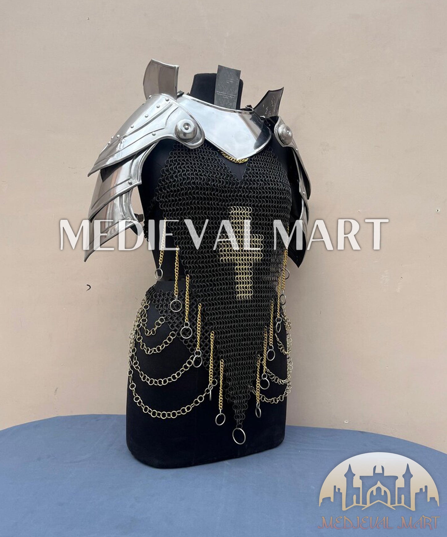 MEDIEVALMART (Isolara Dragonplate) Women’s Armor W/H Black (Dragonfang) Jesus Chainmail