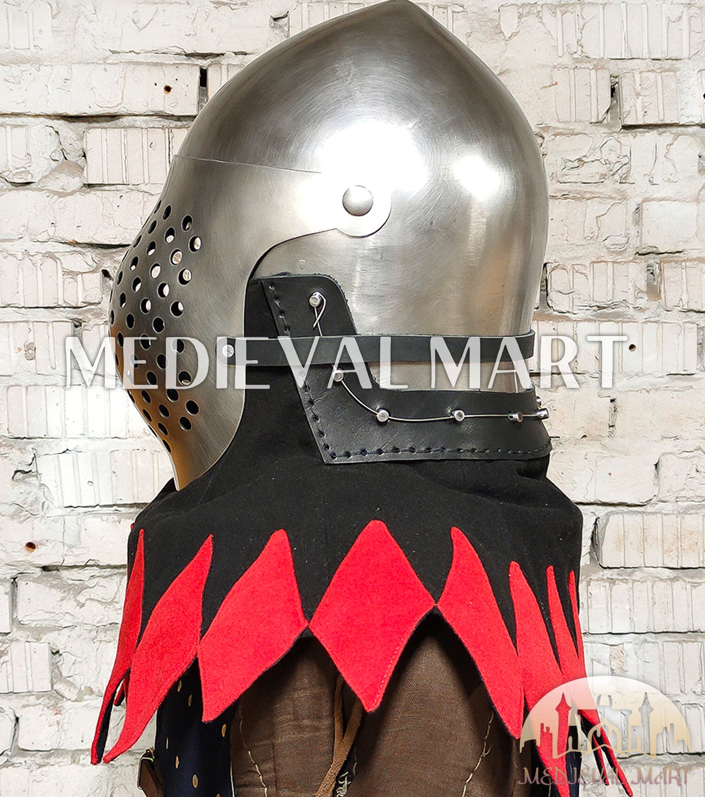 MEDIEVALMART Medieval Archaic “Eisenkopf” Bacinet Helmet Italian HMB; SCA "Bellifortis"
