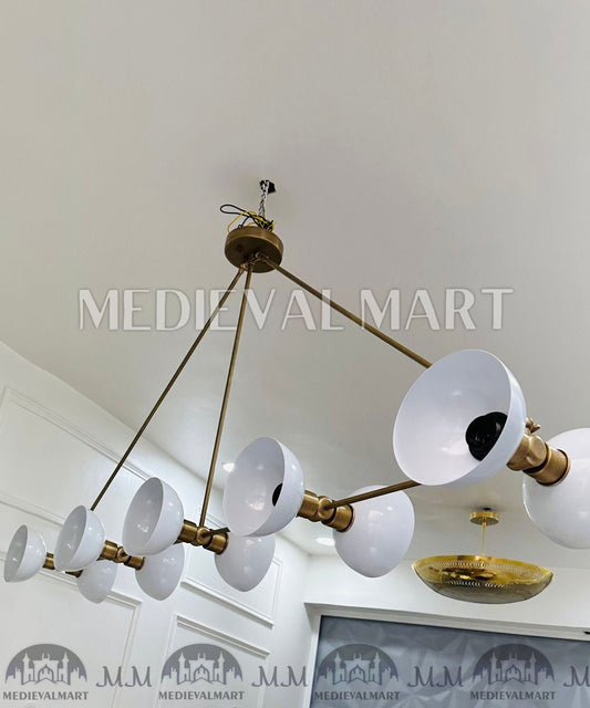MEDIEVALMART Handcrafted Brass Sputnik Chandelier | Mid-Century Modern Light Fixture