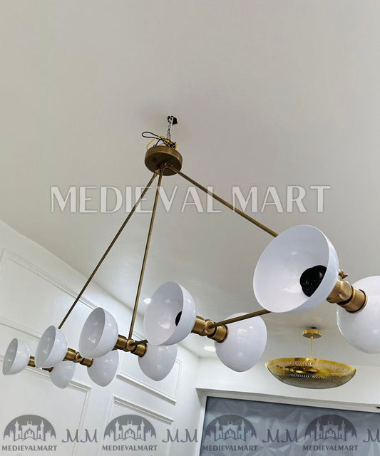 MEDIEVALMART Handcrafted Brass Sputnik Chandelier | Mid-Century Modern Light Fixture