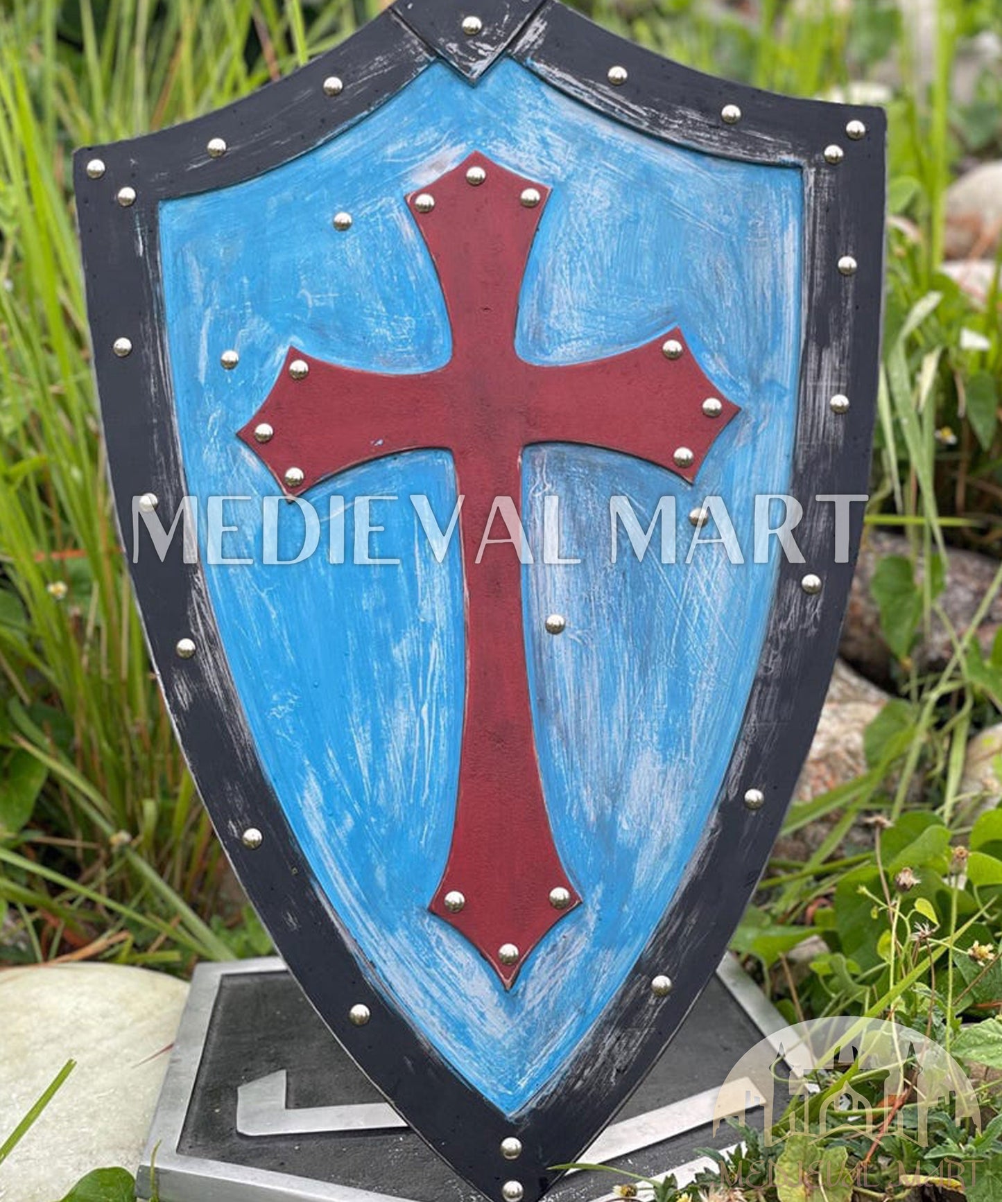 MEDIEVALMART Medieval Templar Cross Crusader Wooden Shield | Gift for Christmas Day
