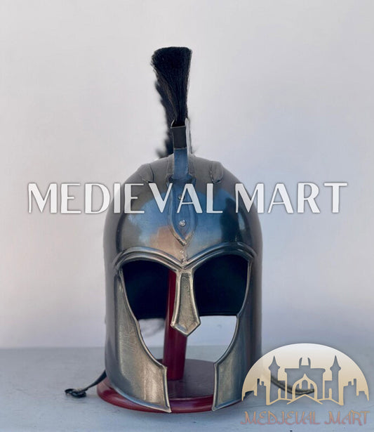 MEDIEVALMART "Achilles" Black Finish Trojan Warrior Helmet W/H Free Stand | Troy Props
