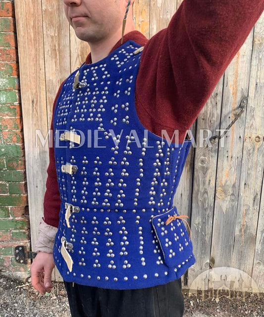 MEDIEVALMART 1300-1430 Historical Renaissance PREMIUM Blue Brigandine Plates Armor Type Royal Wimbledon, Cosplay Jacket Gift for Him & Her