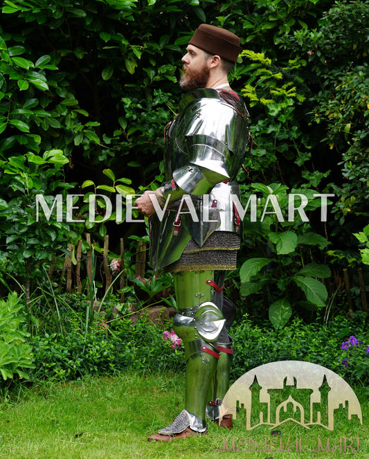 MEDIEVALMART 15th Century Gothic Parade Knight Armor | Late Medieva Full Plate Chainmail Suit for Reenactment
