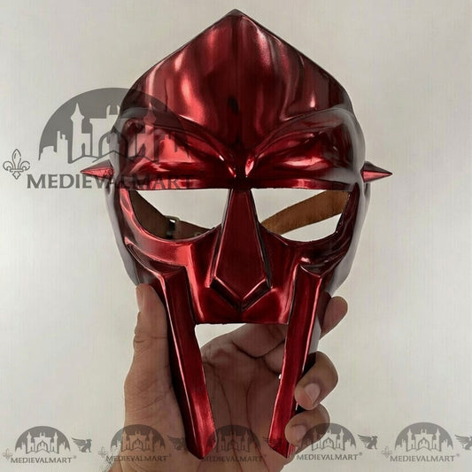 MEDIEVALMART MF DOOM Mask Mad-villain Red Finish Steel Face Armor