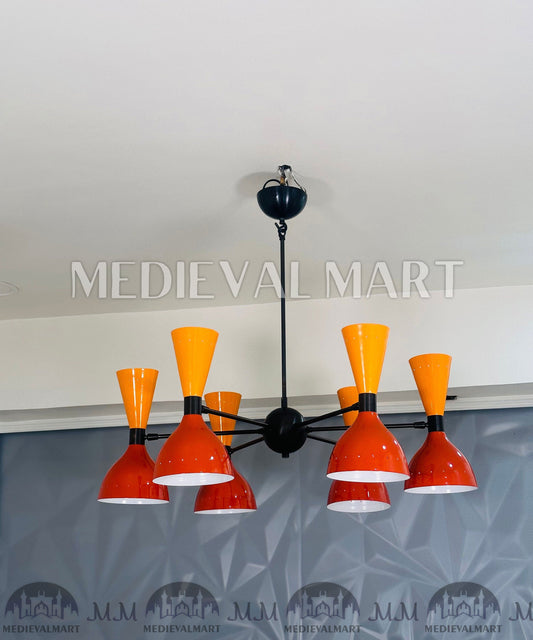 MEDIEVALMART Modern Handcrafted Brass Sputnik Chandelier Mid Century Modern Light Fixture