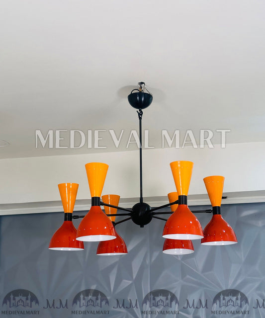 MEDIEVALMART Modern Handcrafted Brass Sputnik Chandelier Mid Century Modern Light Fixture