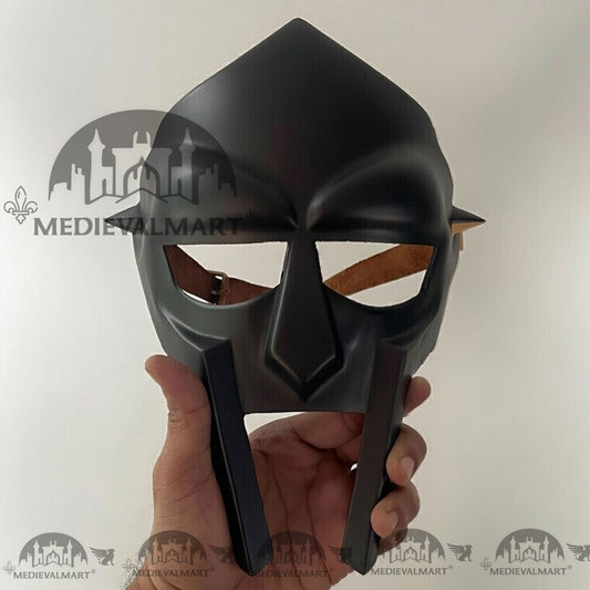 MEDIEVALMART MF DOOM Mask Mad-villain Patina Black Finish Steel Face Armor