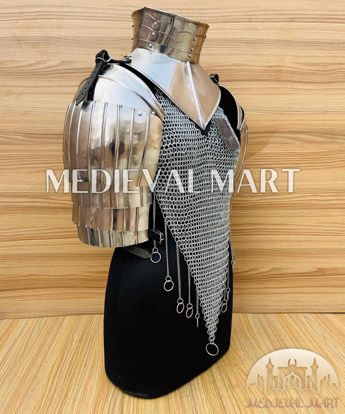 MEDIEVALMART (Solmara Knightward) Women’s Armor With Silver (Dragonfang) Chainmail Armor W/O Skirt