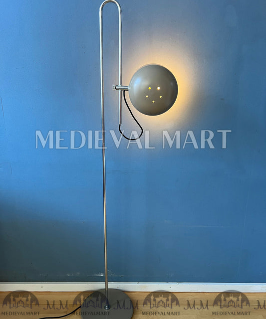 MEDIEVALMART 1950s Vintage Artiforte Beige Adjustable Floor Lamp