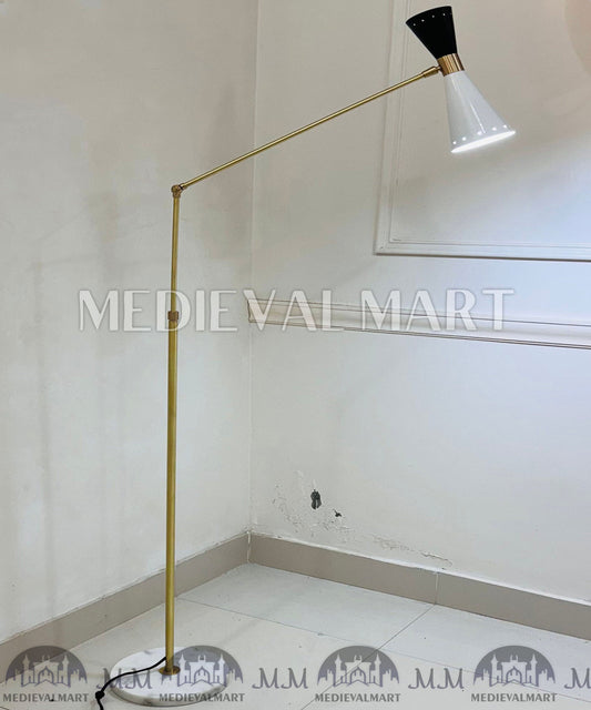 MEDIEVALMART Handmade Brass Adjustable Floor Lamp - Mid Century Modern Stilnovo Style
