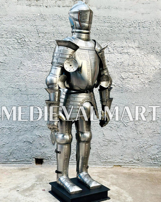 MEDIEVALMART Medieval Etched European Full Body Armor Suit